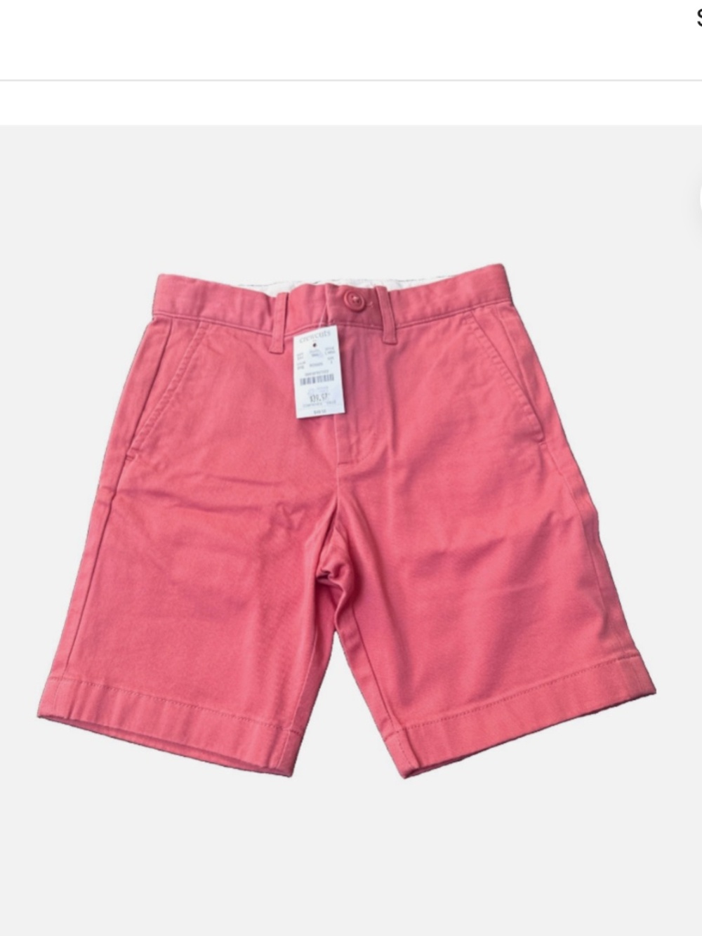 J Crew Boys Gramercy Flex Chino Shorts Size 7 Coral New